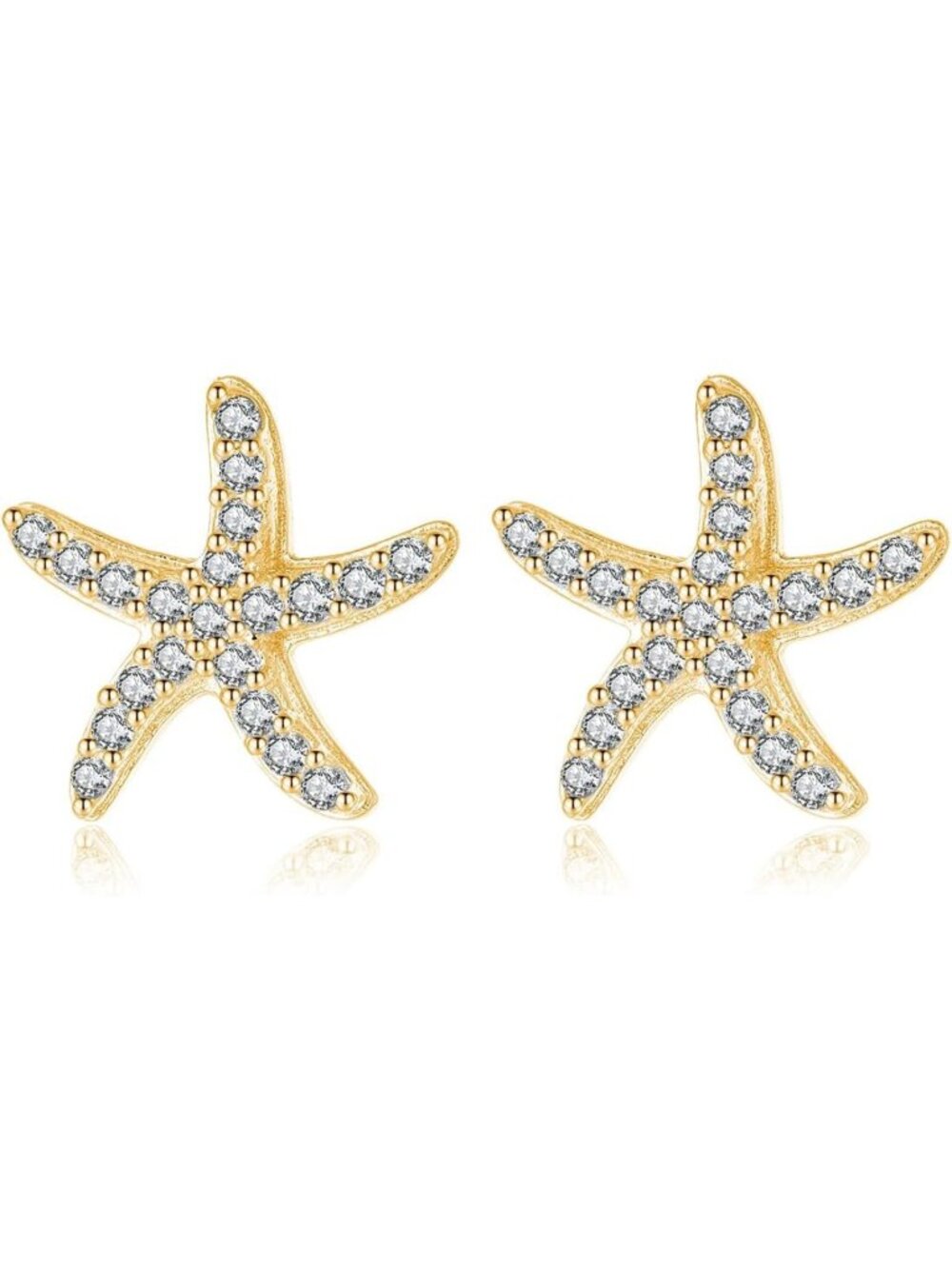 925 Sterling Silver CZ Starfish Stud Earrings for Women & Teens - Beach Jewelry